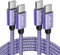 JALIXI USB C auf USB C Kabel 3M, 60W Ladekabel USBC Schnellladekabel für iPhone 16/15 Pro Max, für iPad 10 th Air M2 6 5 4, Violett