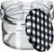 KADAX Lot de 10 petits pots à confiture, 250 ml, avec couvercles, hermétiques, parfaits comme cadeau, pour miel et épices, noirs à carreaux