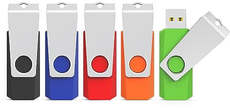 KEXIN USB Stick 16GB 5 Stück USB Sticks 3.0 Speicherstick Rotate Metall Mehrfarbig High Speed USB3.0 Flash Laufwerke Memory Stick Pack (16GB, Schwarz Blau Grün Rot Orange)