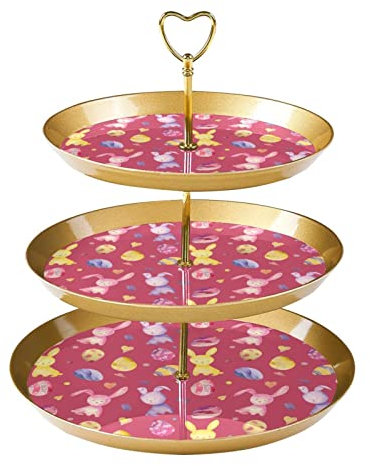 JAVENPROEQT Simpatico supporto per cupcake a forma di coniglio pasquale, senza cuciture, in plastica, per tè, baby shower, piatto da portata per matrimoni