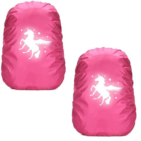 2 Stück Einhorn Schulranzen Regenschutz,Regenschutz Schulranzen Einhorn,Einhorn Rucksack Überzug Reflektierend,Regenschutz schulranzen step by step,Rucksack Überzug Reflektierend für Mädchen Kinder