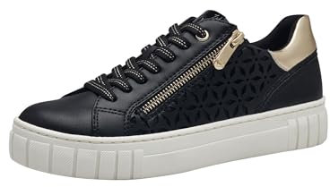 Marco Tozzi Damen Sneaker flach mit Reißverschluss Vegan, Schwarz (Black Comb), 40 EU