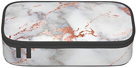 JAYWIS Rose Gold Marble Print Pencil Case, Big Capacity Pencil Cases for High School College Office Students Women Adults School Office Stationary Organiser Holder