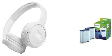 JBL Tune 510BT – Bluetooth Over-Ear Kopfhörer in Weiß – Faltbare Headphones & Philips AquaClean Kalk- und Wasserfilter für Espressomaschine