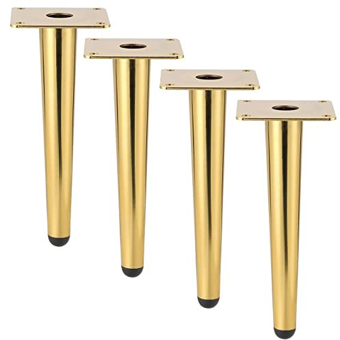 Btowin 6 Inch / 15cm Metal Furniture Leg,4Pcs Modern Straight Tapered Furniture Feet,Glod Heavy Duty Sofa Legs Cabinet Leg Brushed Nickel Finish for TV Stand Cabinet Couch Dresser Table Bed