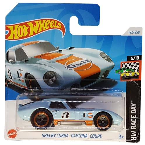 Hot Wheels - Shelby Cobra Daytona Coupe - HW Race Day 5/10 - HTC77 - Short Card - Gulf Design - Good Year - Mattel 2024-1:64