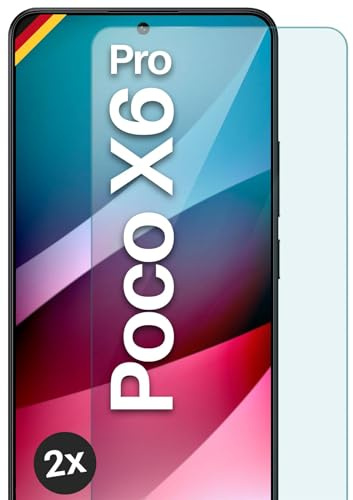 moex Schutzfolie für Poco X6 Pro Glas 9H Härte, gehärtetes Schutzglas, Panzer Schutz Glas Displayschutz Folie, kompatibel mit jeder Handy Hülle, ShockProtect 2 Stück