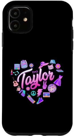iPhone 11 Girl Taylor First Name I Love Taylor Girl Groovy Y2K Vintage Case