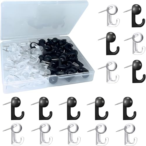 SHSHbuy Chinchetas Gancho 50 Piezas para Pared, Corcho, Transparentes, Techo Coche, Mapa, Fotos, Oficina, Hogar y Colegio