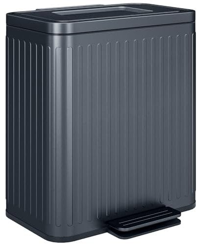 HOMCOM Dual Kitchen Bin, 2 x 20L Double Bin for Recycling and Waste, Fingerprint-proof Pedal Bin with Soft-Close Lid, Removable Inner Buckets, Black