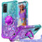 Unlicaku für Samsung Galaxy S20 FE Hülle mit Band, Handyhülle Ring Frauen Mädchen Bling Sparkle Glitter Cute Case, Ring Ständer Schutzhülle für Samsung S20 FE, Lila
