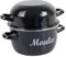 Crealys 545411 - Olla para mejillones (acero esmaltado, 20 cm de diámetro, 2,8 litros), color negro