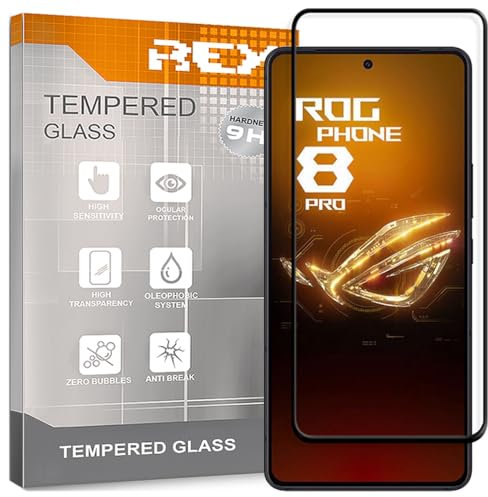 2X Protector de Pantalla Curvo 3D para ASUS ROG Phone 8 - ROG Phone 8 Pro, Negro, Protección Completa, 3D / 4D / 5D