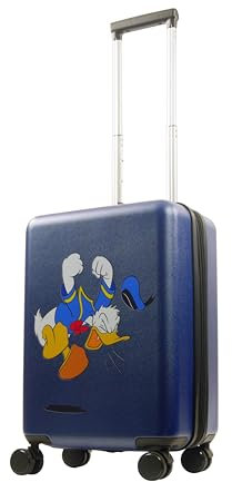FUL Disney Donald Duck 22,5 Zoll Handgepäck, Hartschalen-Rollkoffer mit Spinnrollen, Blau, 57,1 x 35,6 x 24,1 cm, Blau, 22.5 x 14 x 9.5 inches, Disney Donald Duck Handgepäck, Hartschalenkoffer mit