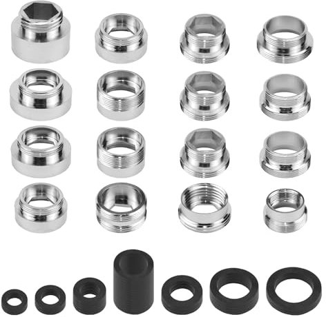 16 Stück Wasserhahn Adapter, Wasseranschluss Adapter für Außengewinde, Messing Gewindeadapter Wasserhahn für Küchenarmaturen, Wassersparer, Wasserreiniger