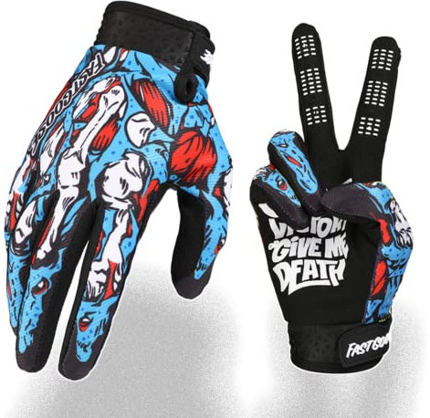 Fast passion Skeleton-Paw Motorradhandschuhe für Damen und Herren, Fahrradhandschuh, atmungsaktiv, Dirtbike-Handschuh für ATV, MTB, Motocross-Rennen, 1 Blau, Größe S