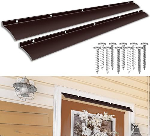 2PCS 40inch Brown Door Rain Drip Guard for Windows Drip Cap Rain Deflector Anodized Aluminum Easy to Install