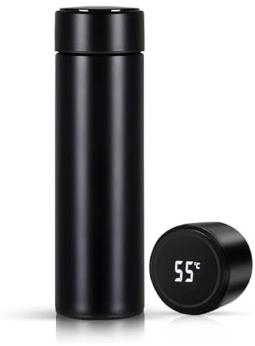 Botella-Termo de 500 ml con indicador de temperatura LED, vaso aislado al vacío, botella de agua, filtro de acero inoxidable para te, botella LCD táctil.