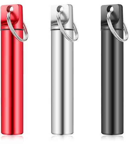 Bewudy 3 Stück Tragbarer Zahnstocherhalter, Zahnstocherbox aus Metall, Zahnstocherspender Tragbarer Zahnstocher Box Behälter für Zahnstocher für Reisen Outdoor Picknick Camping (Schwarz+Silber+Rot)