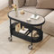 BAYTEWJX Mesa de Centro Ovalada con Tapa de Cristal Mesa Auxiliar de Salón Mesa Auxiliar Decorativa con Ruedas con Espacio de Almacenamiento Fácil de Montar para Dormitorio Sala de Estar Balcón.