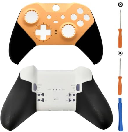 Hzxkqmil Vordere und Hintere Schale Ersatz-Gehäuse Abdeckung Benutzerdefinierte Hülle Faceplate Zubehör für Xbox Elite Wireless Controller Series 2, Orange + Weiß