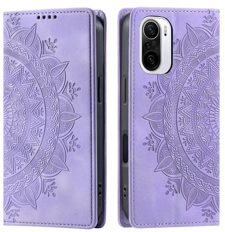 CASEONJAN Handyhülle für Xiaomi Poco F3 5G / Xiaomi Mi 11i 5G Hülle, PU Leder Klapphülle, Flip Wallet Case Handytasche Schutzhülle für Poco F3 5G / Xiaomi Mi 11i 5G (Magnet Lila)