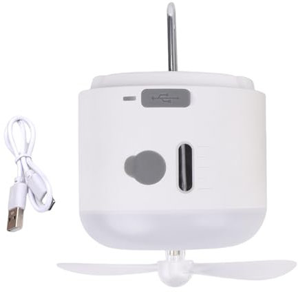 Lampe de camping ventilateur rechargeable USB 4 en 1 avec crochet et brumisateur répulsif