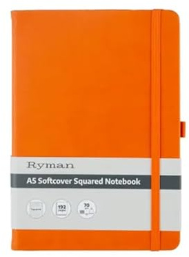 Ryman A5 Soft Cover Squared Notebook (Orange)