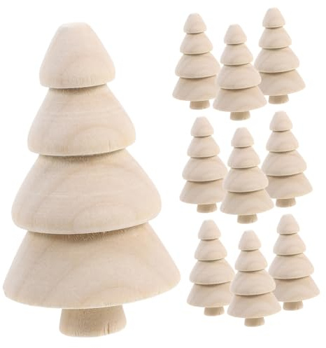 Operitacx 10 Piezas Mini Árboles de Madera Natural sin Terminar para Decoración Navideña de Mesa Adornos Artesanales DIY para Manualidades y Ambiente Festivo Familiar