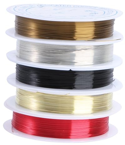 Hemobllo 5 Filo di Rame Sottile Gauge in Colori Resistenti all Ossidazione per Creazioni Gioielli Fai da Te e Artigianato da Flessibile e Versatile per Braccialetti e Colore Casuale