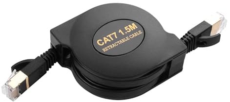 SinLoon Cat7 Einziehbares Ethernet-Kabel, RJ45, CAT7, flach, Hochgeschwindigkeits-Netzwerkkabel, für LAN, Internet, Gaming, 1,5 m
