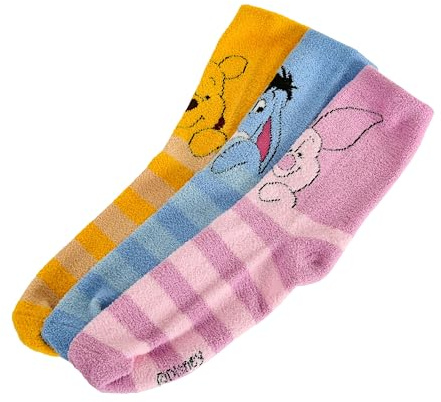 Elbenwald Winnie Puuh - Socken 3er Set in Geschenkbox mit Puu der Bär, I-Aah und Ferkel Mehrfarbig Unisex