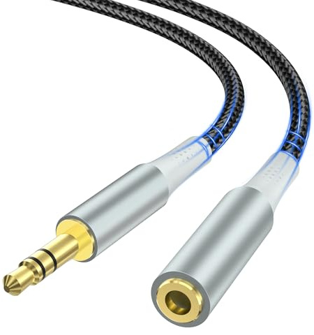 Cable de extensión Jack,5m cable de extensión de audio con conector estéreo de 3,5mm trenzado AUX,compatible con iPhone,teléfonos inteligentes,radios de coche,auriculares,multimedia,altavoces