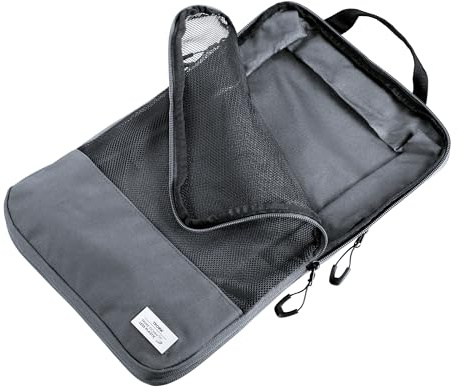 TROIKA Kompressionstasche BLUE CYCLE PACKING SHIRTS Reise Kompressionsbeutel große Packtasche mit Reißverschluss für platzsparendes Packen mit Tragegriff aus recyceltem Meeresplastik in dunkelgrau