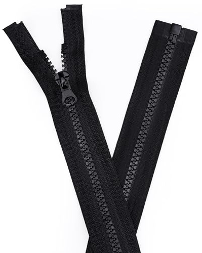 Acual Reißverschluss 70 cm 2 Stück, #5 Teilbar Schwarz | Teilbarer Reißverschluss mit Zipper für Jacken, Hoodies und Taschen, ideal zum Nähen, Reparieren und für DIY-Projekte