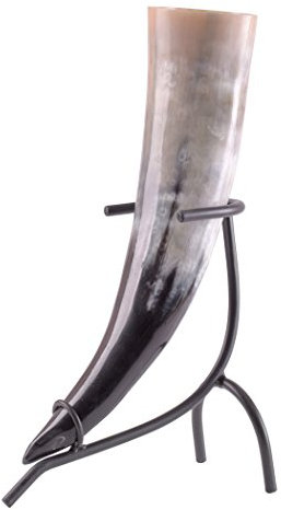 Battle-Merchant Trinkhorn mit Ständer - Wikinger Mittelalter Set Methorn 0,5 l Trinkhornständer - Größe: 500 ml