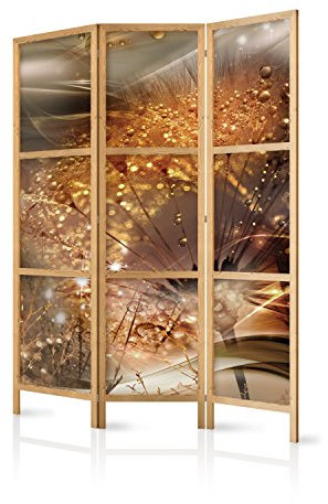 murando - Paravent Innen Raumteiler Holz Pusteblume Abstrakt 135x172 cm 3-teilig Japanische Trennwand Raumtrenner Room Divider Mobiler Sichtschutz Spanische Wand Raum Abtrennung Japan b-A-0360-z-b