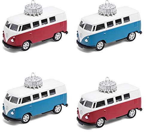 corpus delicti :: Christbaumschmuck aus Metall – die rollende Alternative zur Weihnachtskugel – kompatibel mit VW Bus T1 Bulli – 4er Set gemischt (blau, rot)
