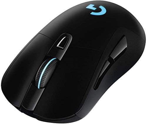 Mouse da gioco wireless Logitech G703 LIGHTSPEED, sensore HERO 25K, 25.600 DPI, RGB, pesi regolabili, 6 pulsanti programmabili, lunga durata della batteria, compatibile con PowerPlay, PC/Mac - nero