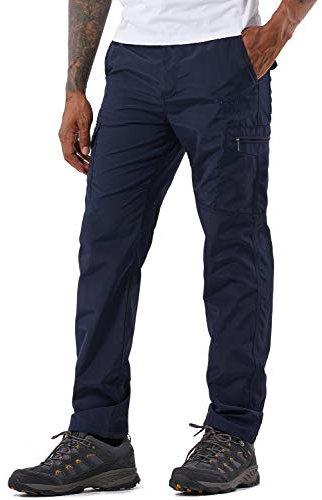YAWHO Pantalon de randonnée pour homme - En softshell - À séchage rapide - Imperméable et coupe-vent. - Bleu - XL