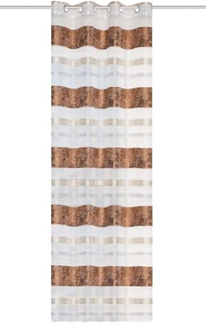 HOME WOHNIDEEN Ösenschal/Fertigschal Kiran aus blickdichtem Dekostoff mit Jacquard-Querstreifen mit Glanzgarnen, 245 x 140 cm (h x b) | Farbe:, Farbe:Kupfer