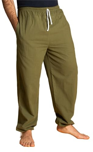 PANASIAM E-Pants lang, Baumwolle, olivengrün, M