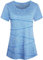 Sykooria Damen T-Shirt Sport Funktionsshirt Kurzarm Rundhals Sportshirt Atmungsaktiv Laufshirt Fitness Laufshirt Yoga Tops, Blau 3XL