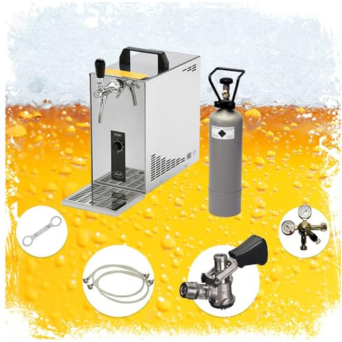 Komplett Set - Zapfanlage, Bierzapfanlage, Bierkoffer, Durchlaufkühler PYGMY 25 1-leitig Trockenkühler, 35 Liter/h, Zapfkopf:NC Adapter