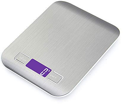 Kitchen Scales, Digital Kitchen Scales 11lb/5kg /1g, Food Weighing Scales Stainless Steel Electronic Scales, Back-Lit LCD Display, Tare Function, Batteries Included