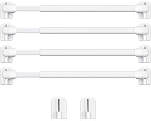 4 Asta per Tende Estensibile Barre per Armadio Asta di Tensione per Tende in Plastica Regolabile con 10 Ganci Autoadesivi Forniture per Casa Bagno Hotel (15,7 a 27,5 Pollici, Bianco)