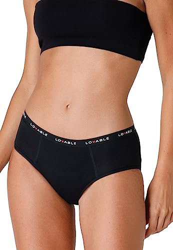 Lovable Slip Periodenunterwäsche Panty mit Normal Fluss Period Panties Damen , Schwarz , M