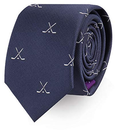 AUSCUFFLINKS Gekreuzte Eishockey-Krawatten für Herren, gewebte, schmale Krawatten, Geburtstagsgeschenk für Vater, Jahrestagsgeschenk für Ehemann (Cross Ice Hockey), Cross Eishockey, Dünn
