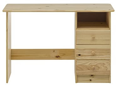 Möbilia® Schreibtisch Kiefer massiv Natur lackiert 3 Schubladen
