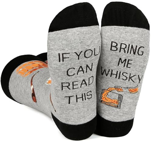 BISOUSOX Men's Novelty Socks Calf Socks Women If You Can Read This Socks Bring Me Some Tea Whiskey Beer Coffee Wine Pizza Eggs Dress Socks Cotton Funny Socks for Men Gift for Tea Lover